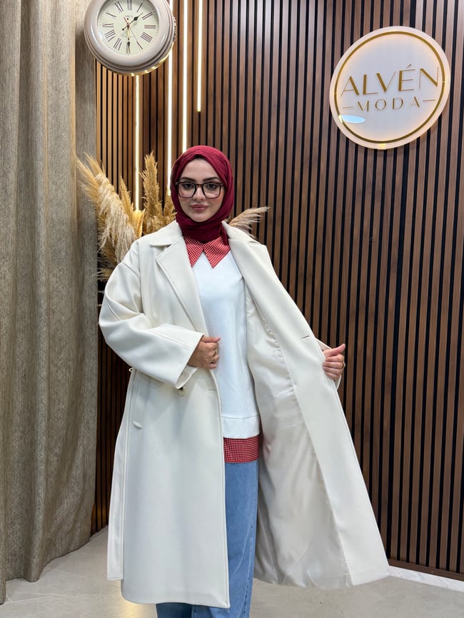 TİA Premium Astarlı Oversize Kaban  | Bej