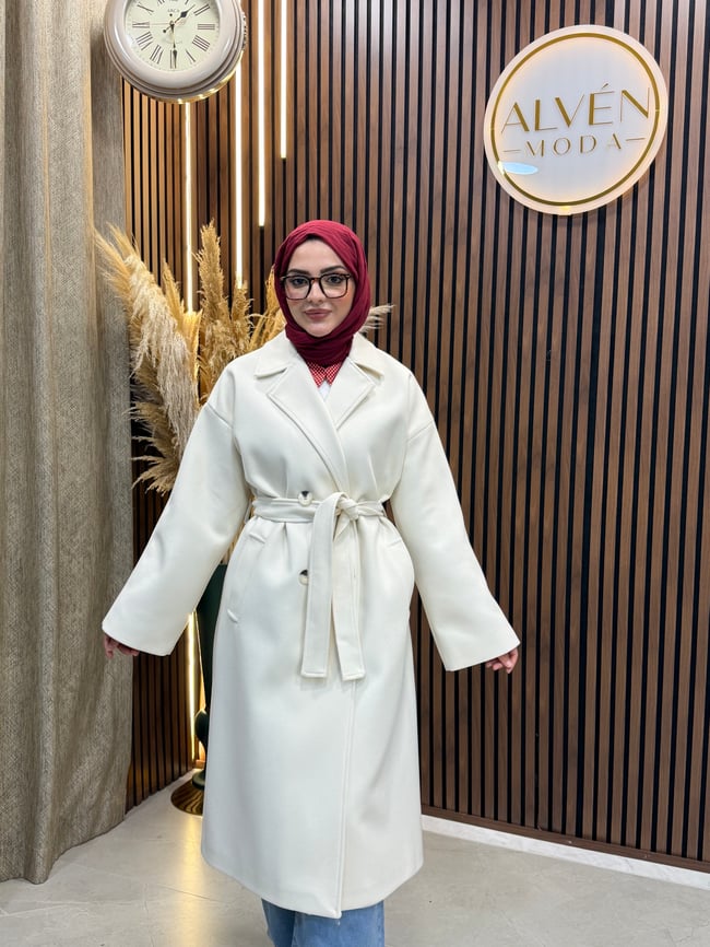 TİA Premium Astarlı Oversize Kaban  | Bej