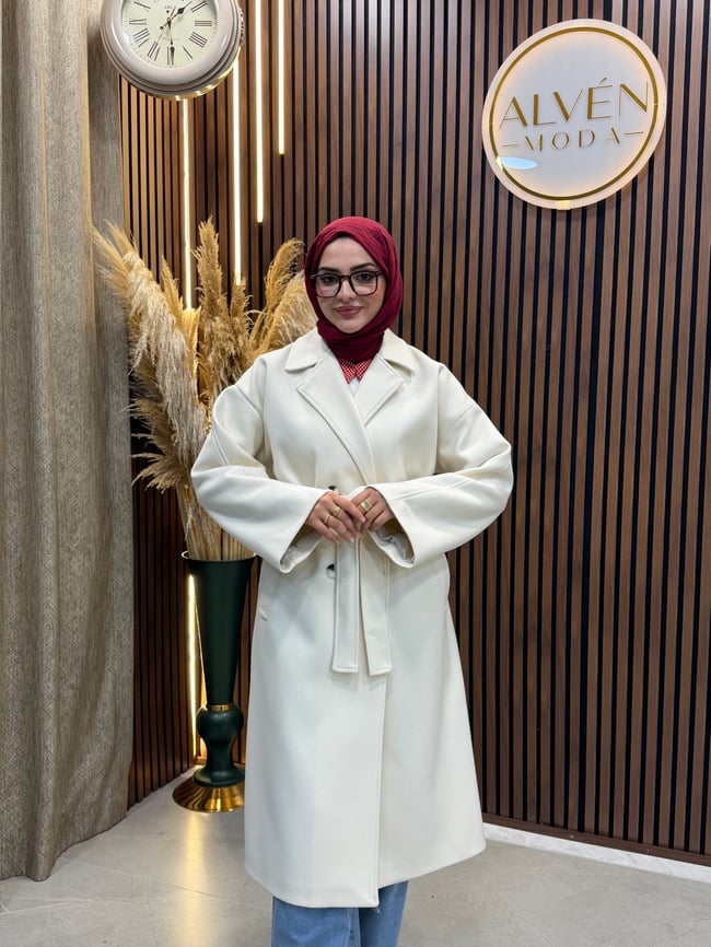 TİA Premium Astarlı Oversize Kaban  | Bej