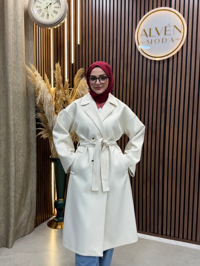 TİA Premium Astarlı Oversize Kaban  | Bej