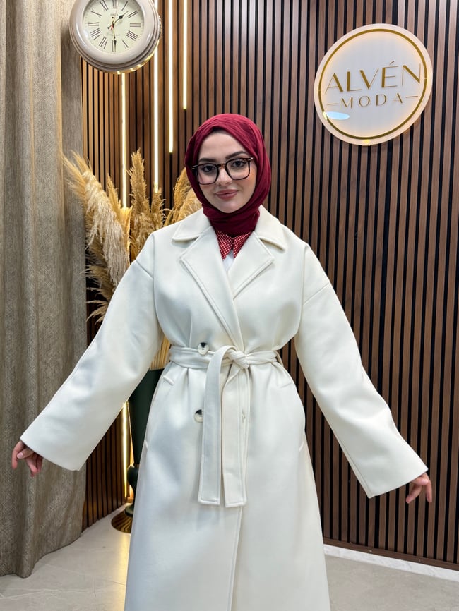 TİA Premium Astarlı Oversize Kaban  | Bej