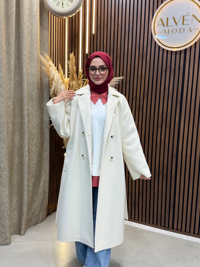 TİA Premium Astarlı Oversize Kaban  | Bej