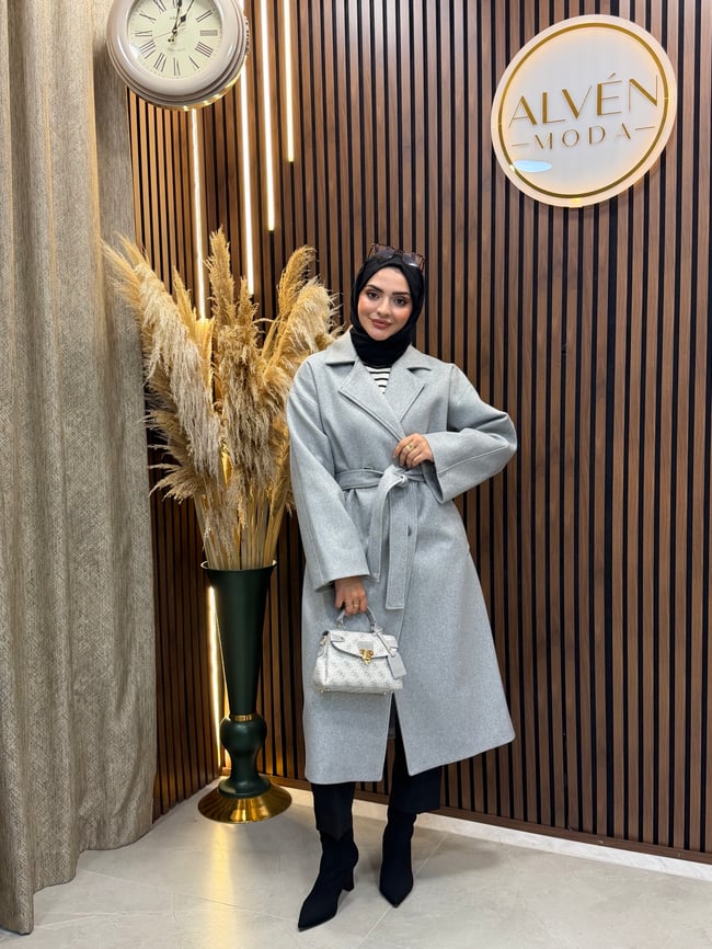TİA Premium Astarlı Oversize Kaban  | Gri