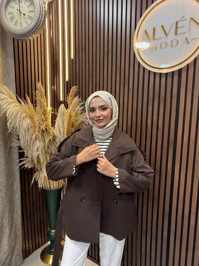 Viona  Premium Su Geçirmez Kuşaklı Oversize Trençkot | Kahverengi