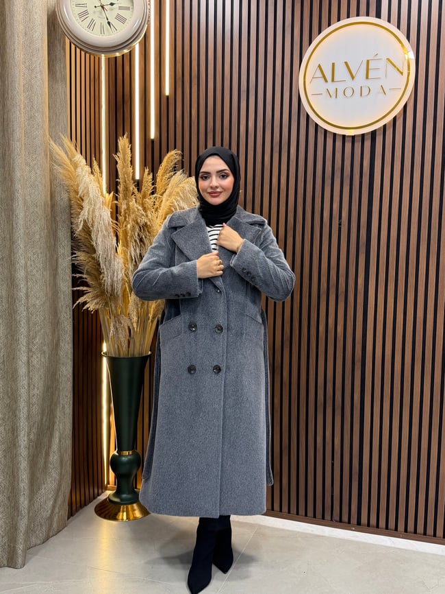 ZELİA Premium Astarlı Fox Kaban | Antrasit
