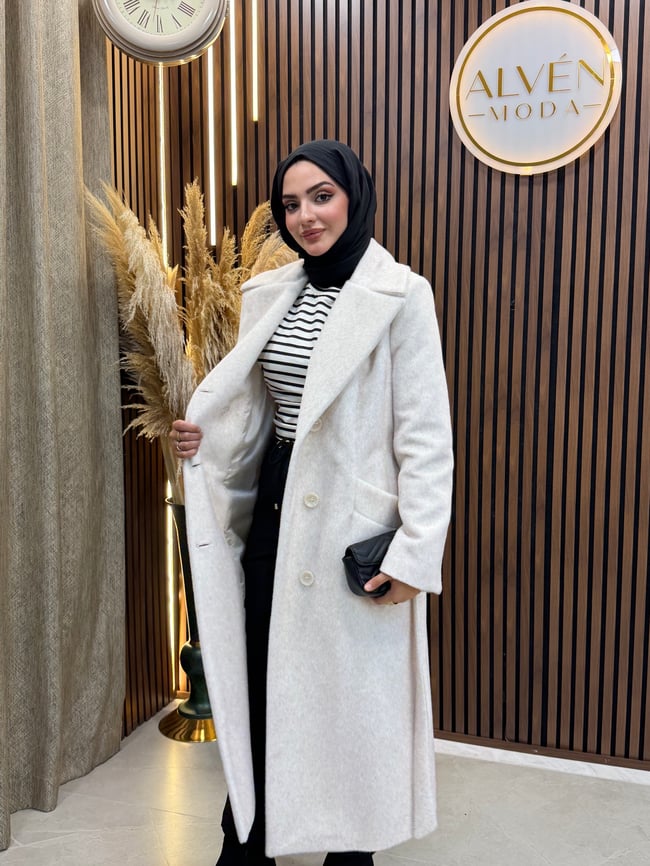 ZELİA Premium Astarlı Fox Kaban | Bej