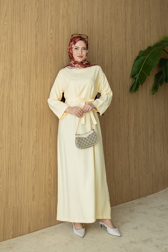 Düz Elbise | Sarı