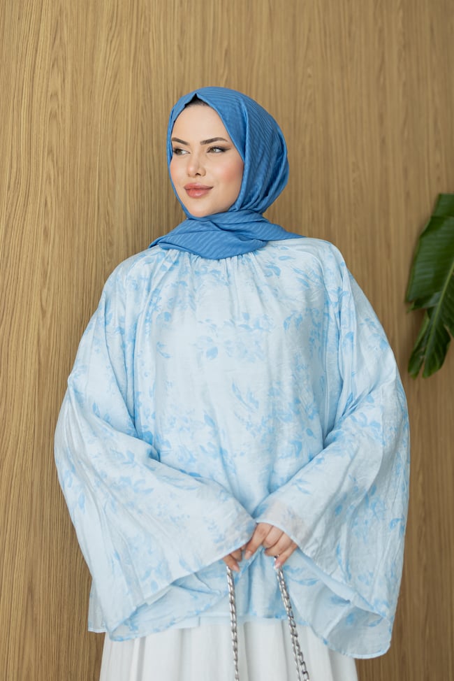 İnce Keten Bluz | Mavi