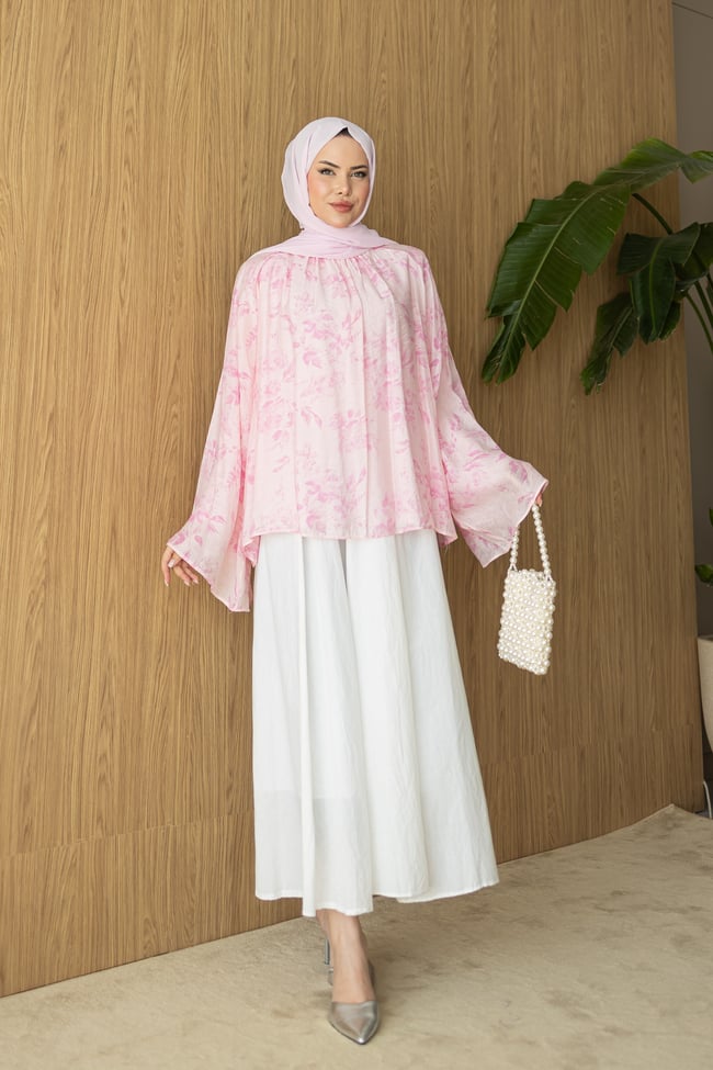İnce Keten Bluz | Pembe