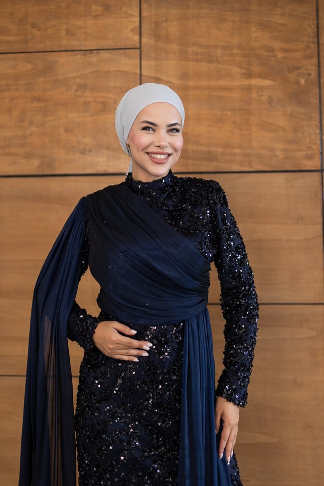 Ravza Payetli Model Abiye | Lacivert
