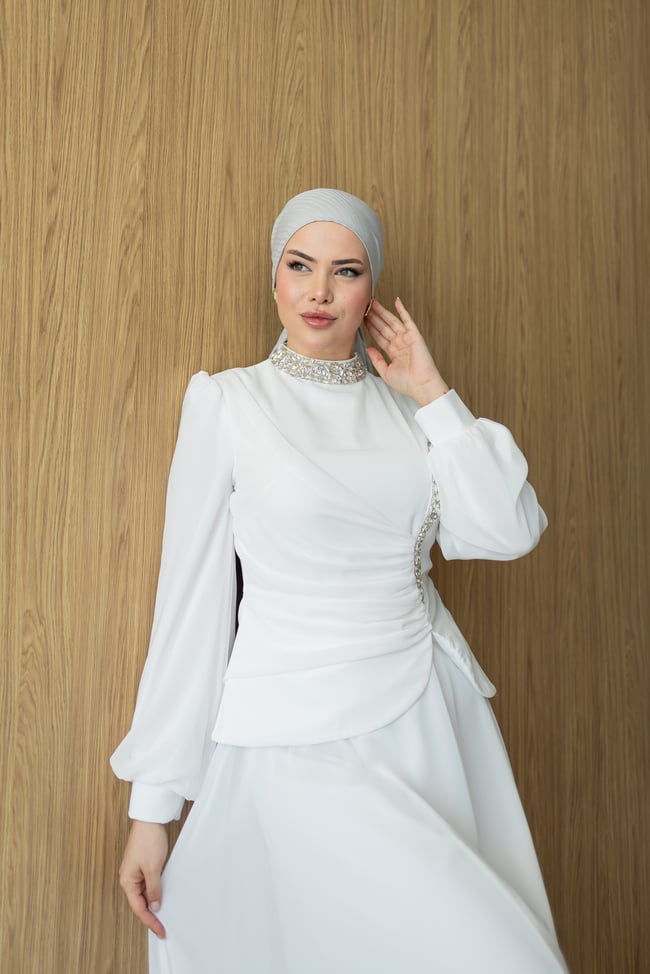 Verla Şifon Abiye | Beyaz