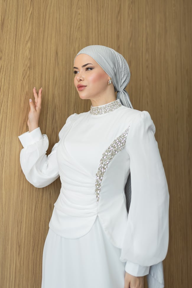 Verla Şifon Abiye | Beyaz