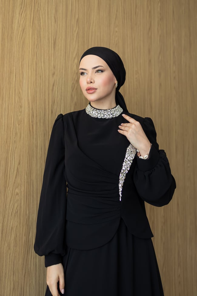 Verla Şifon Abiye | Siyah
