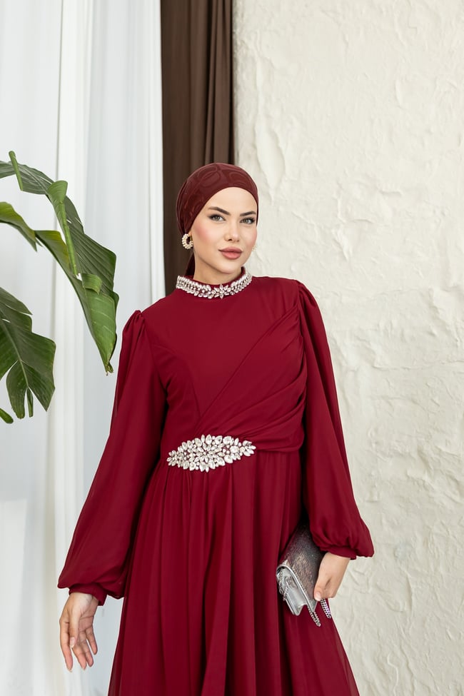 Zümrüt Abiye | Bordo