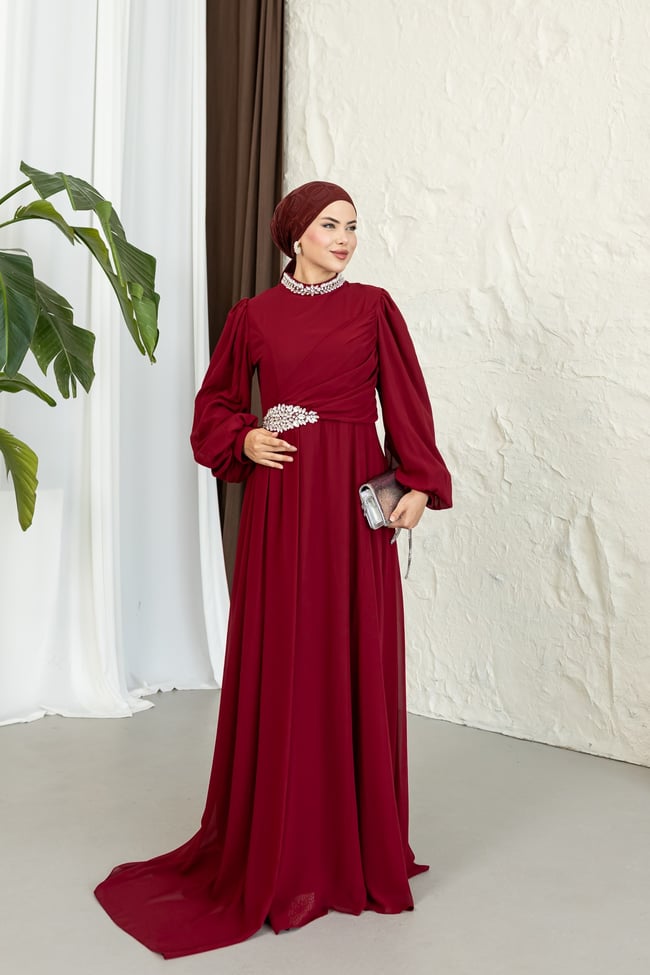 Zümrüt Abiye | Bordo