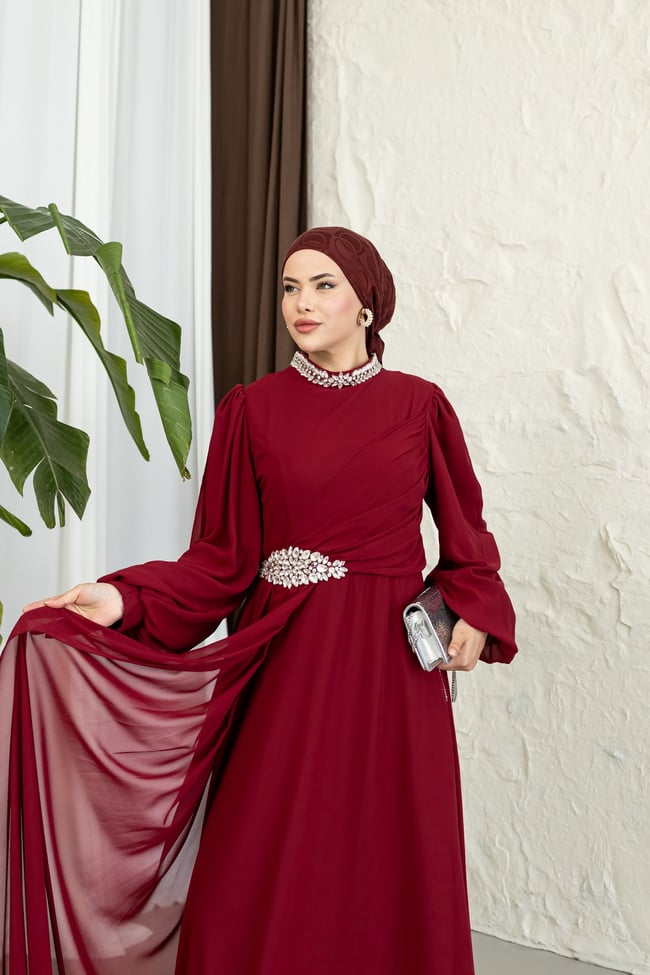 Zümrüt Abiye | Bordo