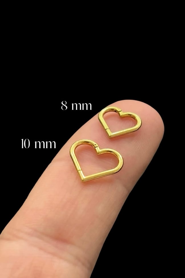 1 Adet Cerrahi Çelik Klipsli Kalp Tragus, Helix, Lobe, Snug Küpe Piercing