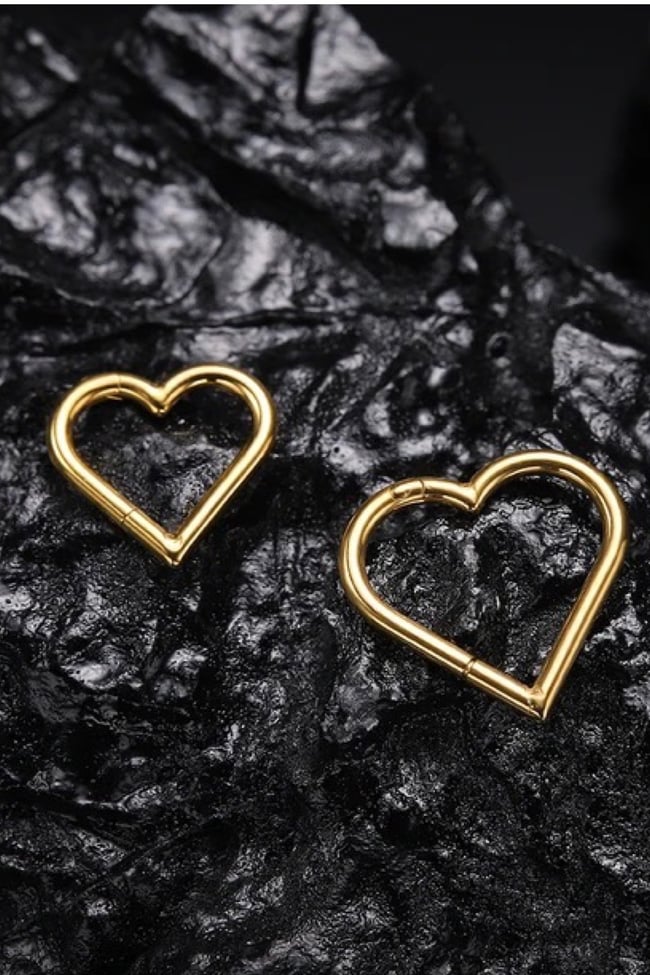 1 Adet Cerrahi Çelik Klipsli Kalp Tragus, Helix, Lobe, Snug Küpe Piercing