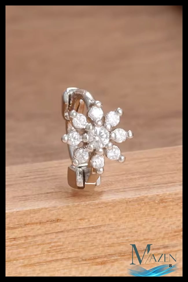 1 Adet Gümüş Kaplama Çiçek Model Tragus Helix Küpe | Kararmaz Kaliteli Piercing Küpe | Gümüş Renk
