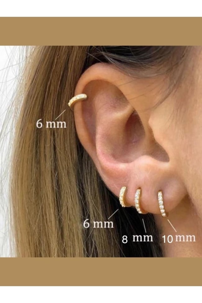 1 Adet Kararmaz Zirkon Taşlı Halka Kıkırdak Küpesi Tragus Helix Gold Renk