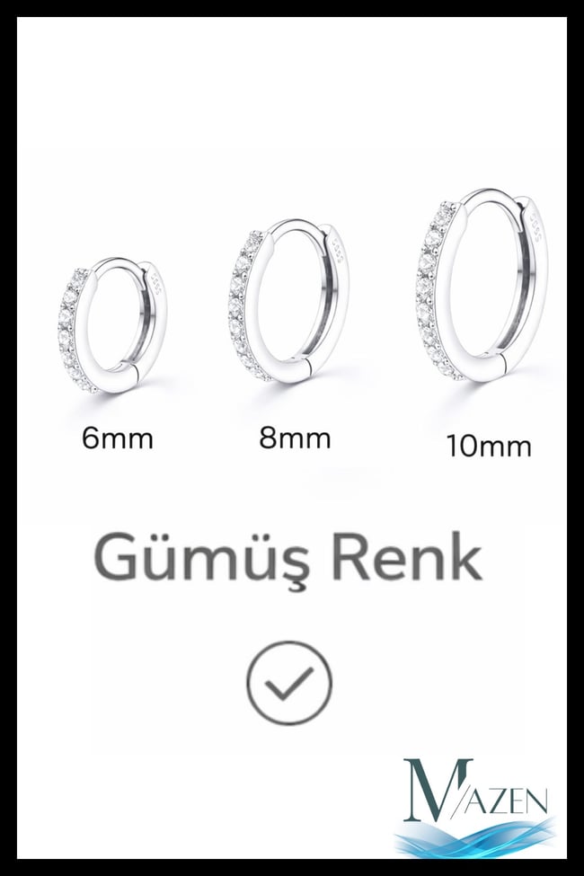 1 Adet Kararmaz Zirkon Taşlı Halka Kıkırdak Küpesi Tragus Helix Gümüş Renk