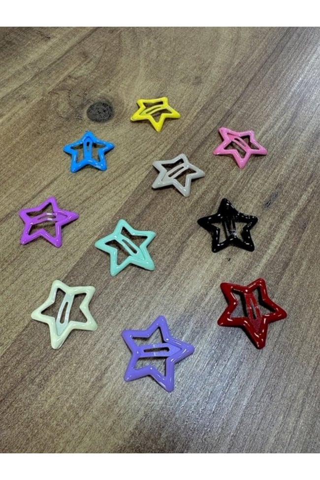 10'lu Yıldızlı Çıtçıt Toka Karışık Renkli 3 cm Ebat Parlak Yüzey