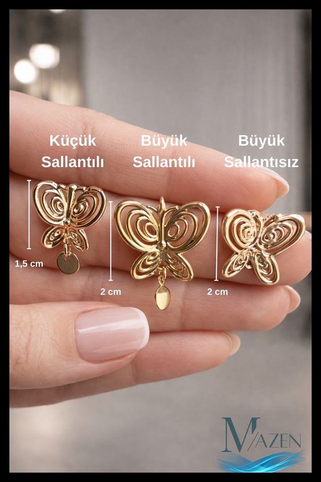 1,5 cm Kelebek Figürlü Sallantılı Küpe | Vintage Minimal Model | Günlük Şık Aksesuar