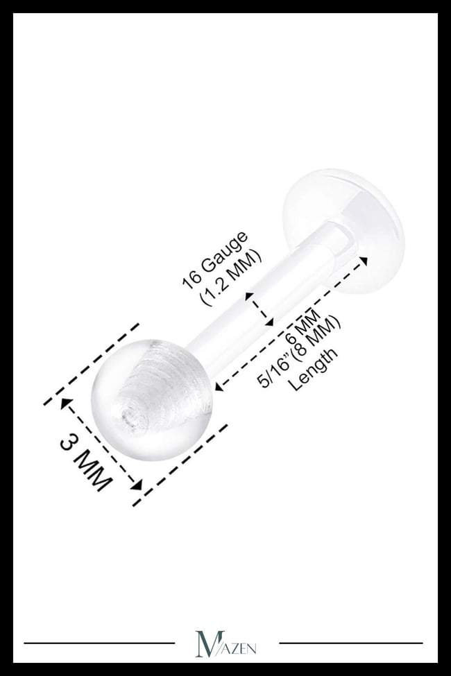 2 Adet Bioplastik Labret Piercing Şeffaf Esnek Flat Back Tragus Helix Dudak Piercing Seti