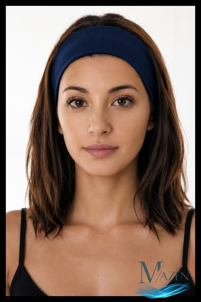 2 Adet Lacivert Çok Amaçlı Penye Sporcu Bandı Saç Kafa Bandanası Yoga Ter Bandı Unisex