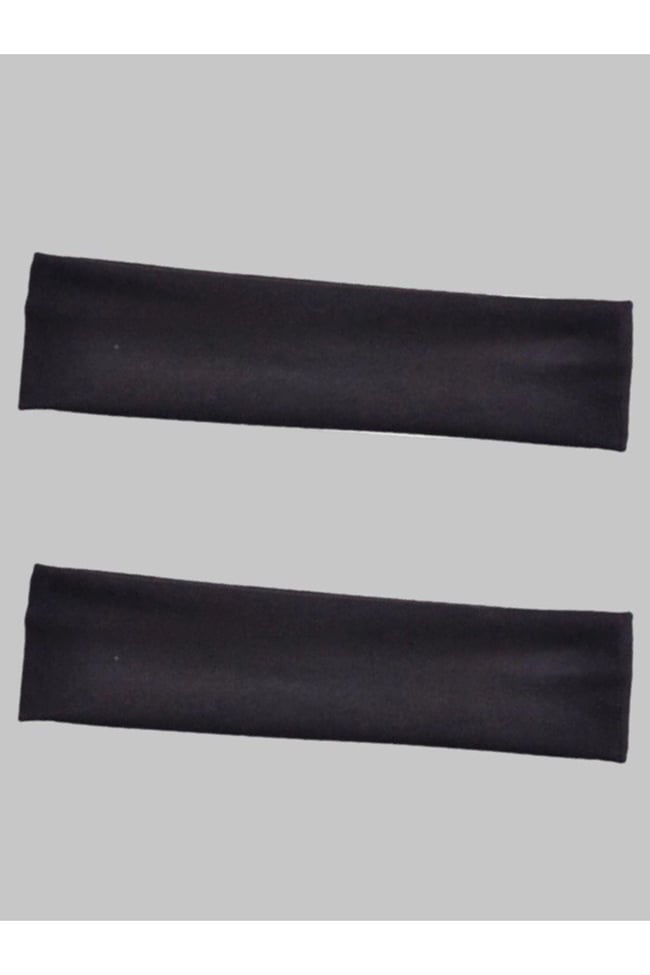 2 Adet Siyah Çok Amaçlı Penye Sporcu Bandı Saç Kafa Bandanası Yoga Ter Bandı Unisex