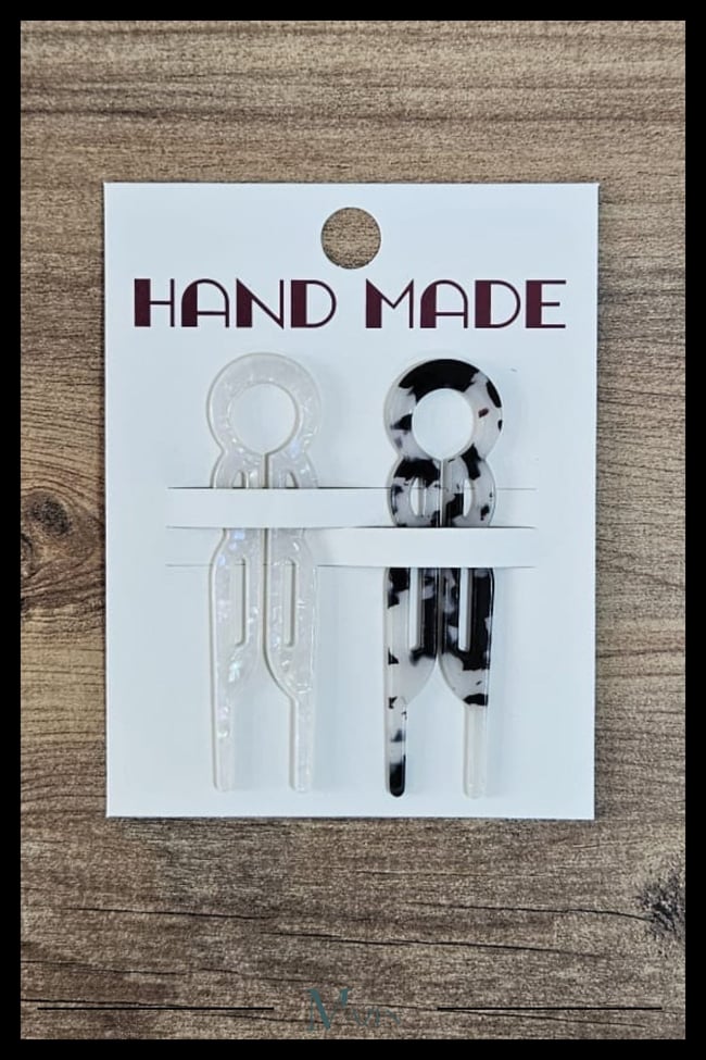 2 Adet Yuvarlak Model Hairpin Saç Topuz Tokası Çubuk Toka Siyah Beyaz 9 cm