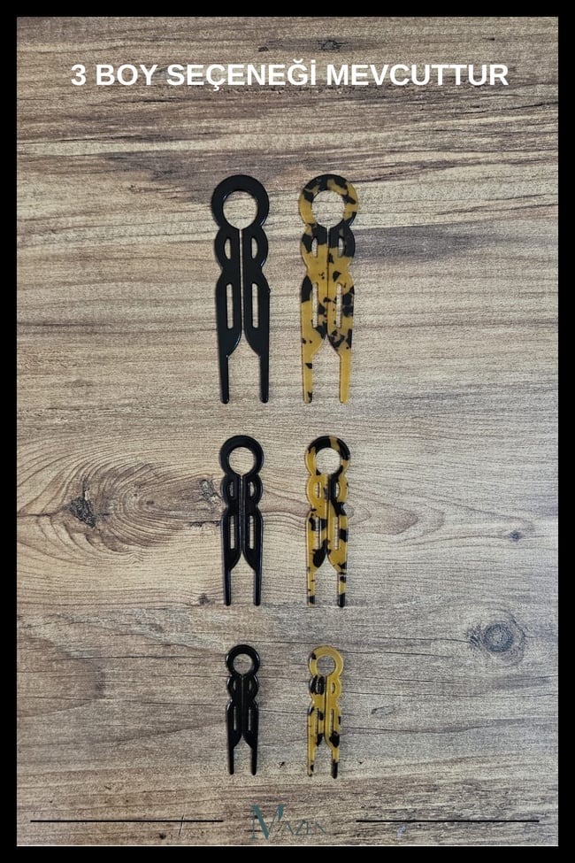 2 Adet Yuvarlak Model Hairpin Saç Topuz Tokası Çubuk Toka Siyah Leopar 9 cm
