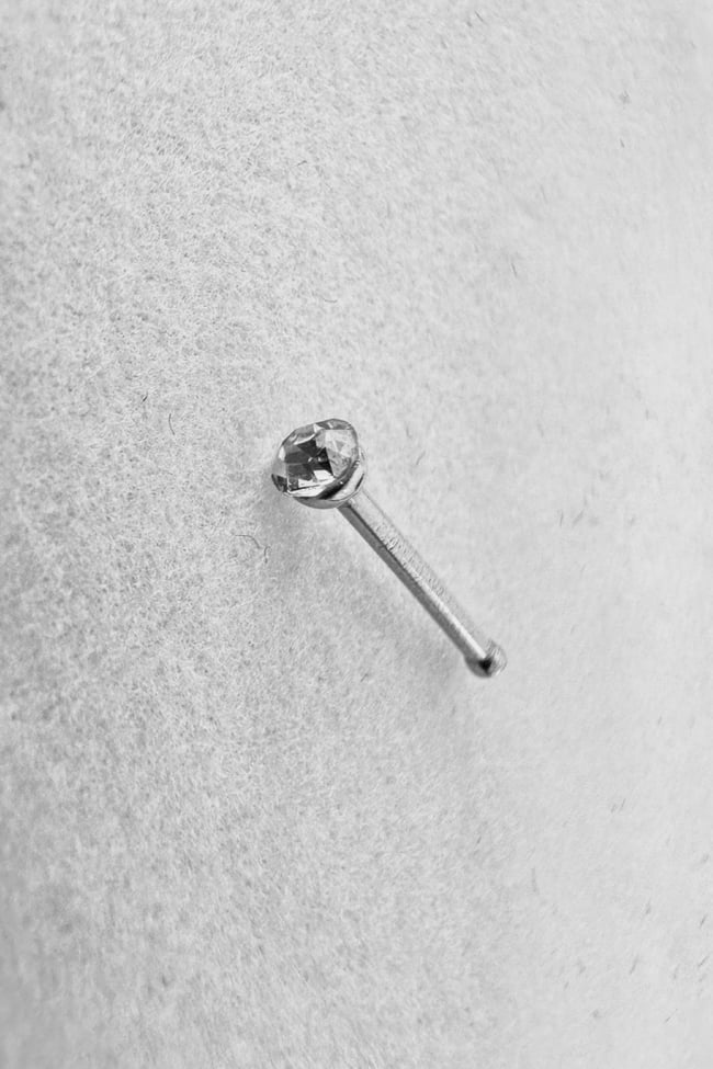 2’li Çelik Hızma Seti | Toplu & Zirkon Taşlı | 3 mm | Kararmaz Burun Piercing
