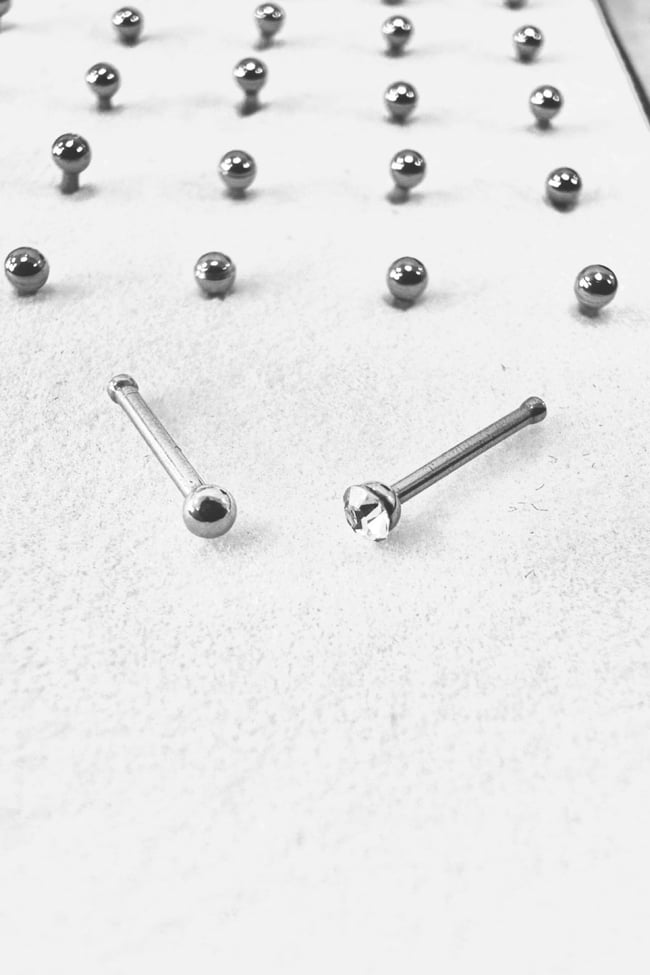 2’li Çelik Hızma Seti | Toplu & Zirkon Taşlı | 3 mm | Kararmaz Burun Piercing