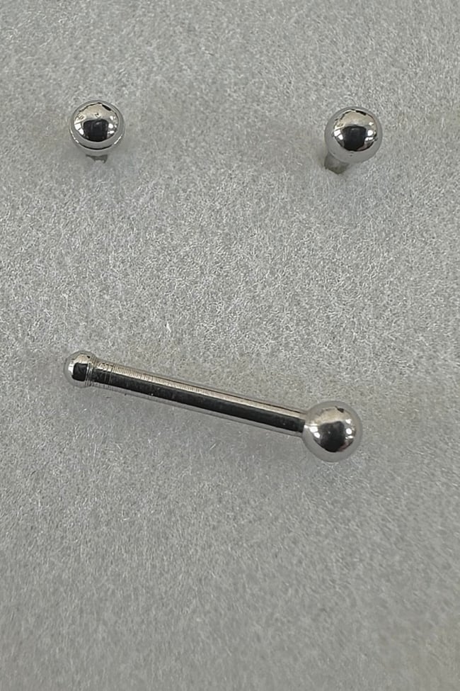 2’li Çelik Hızma Seti | Toplu & Zirkon Taşlı | 3 mm | Kararmaz Burun Piercing