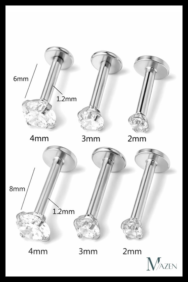 3 Adet Cerrahi Çelik Taşlı Tragus, Helix, Dudak, Kıkırdak Piercing ( Bar Uzunluğu Seçiniz )