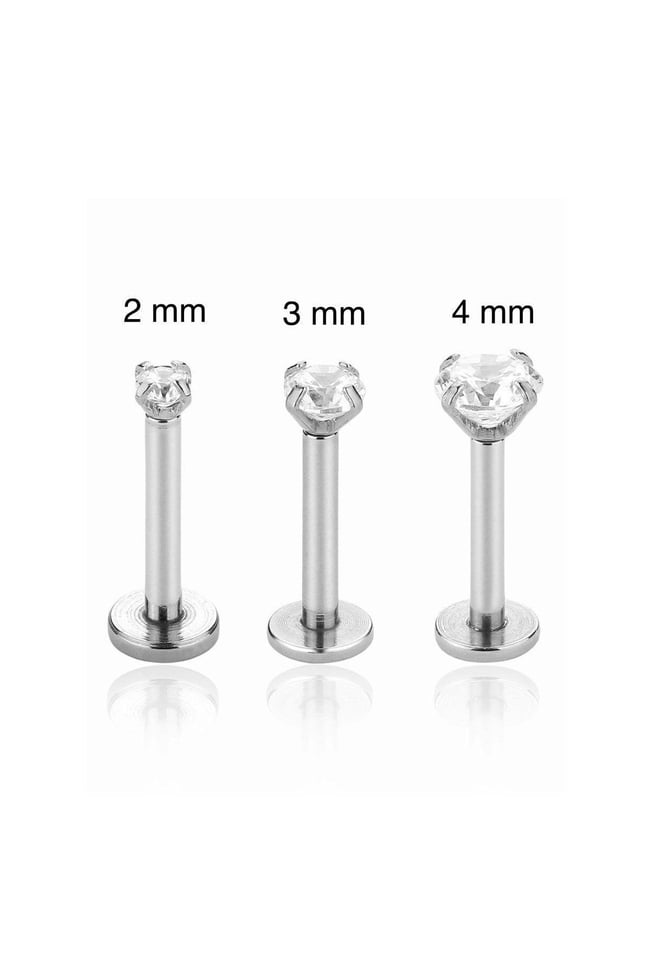 3 Adet Cerrahi Çelik Taşlı Tragus, Helix, Dudak, Kıkırdak Piercing ( Bar Uzunluğu Seçiniz )