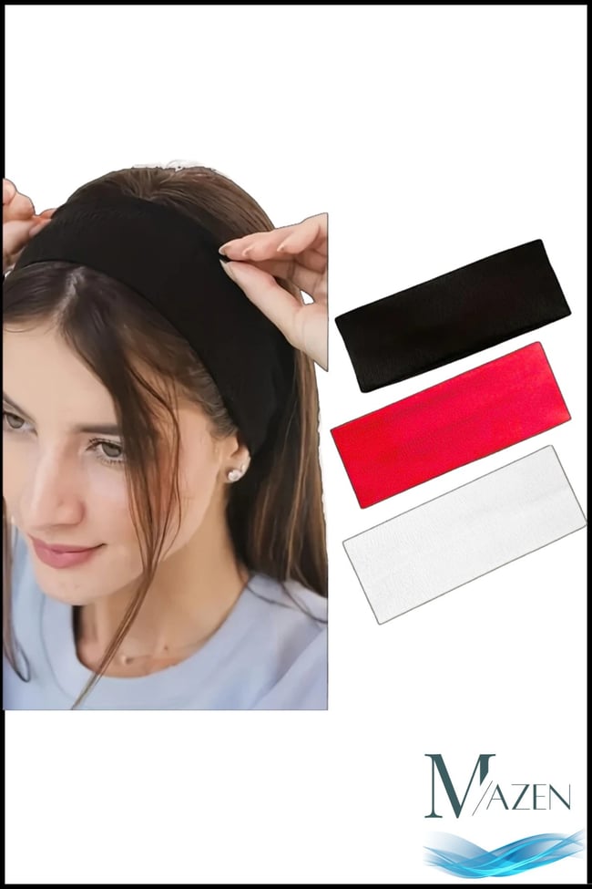 3 Adet Çok Amaçlı Penye Sporcu Bandı Saç Kafa Bandanası Yoga Ter Bandı Unisex
