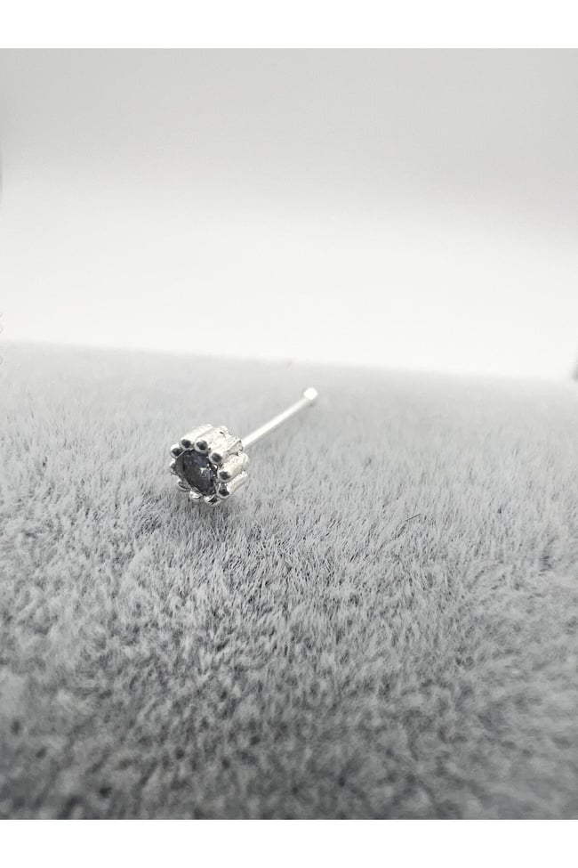 3 mm Tek Taş | 925 Ayar Gümüş Tekli Hızma | Minimalist Burun Piercing | Kadın Takı Aksesuar