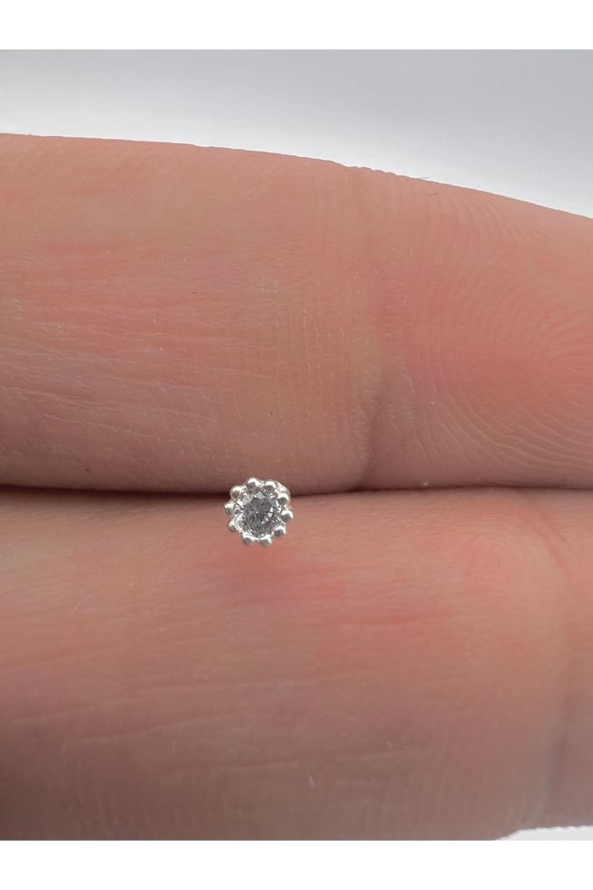 3 mm Tek Taş | 925 Ayar Gümüş Tekli Hızma | Minimalist Burun Piercing | Kadın Takı Aksesuar