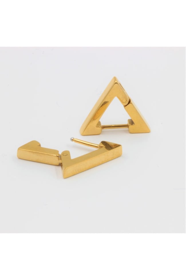 316 L Cerrahi Çelik Gold Üçgen Unisex Küpe (çift)