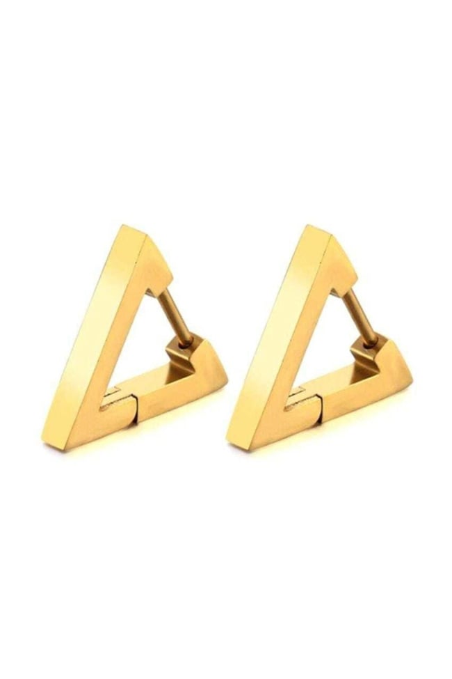 316 L Cerrahi Çelik Gold Üçgen Unisex Küpe (çift)