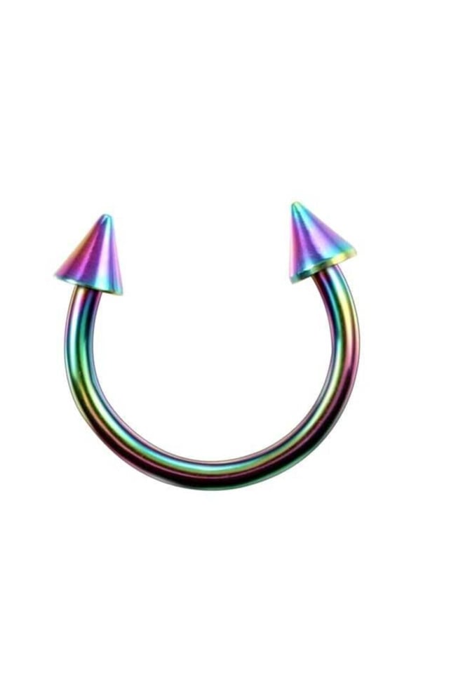 316l Çelik Tragus Kıkırdak Yarım Halka Sivri Nal Spike Piercing 6 Mm Neon Renk (MİNİK BOY)