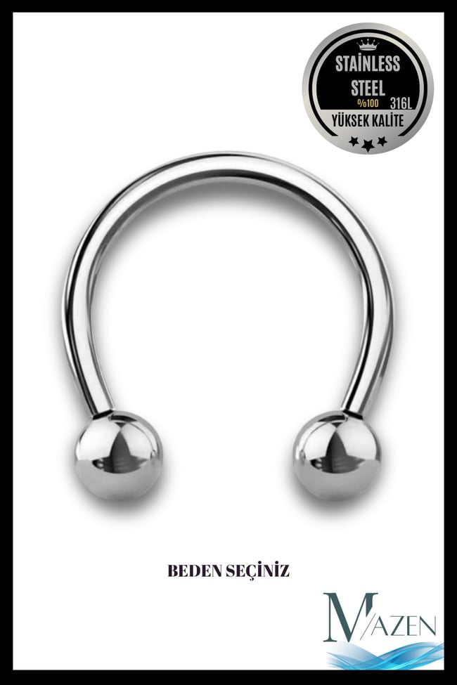 316l Çelik Tragus Piercing | Kararmaz Yarım Halka Nal Model | Kıkırdak Uyumlu | 1 Adet