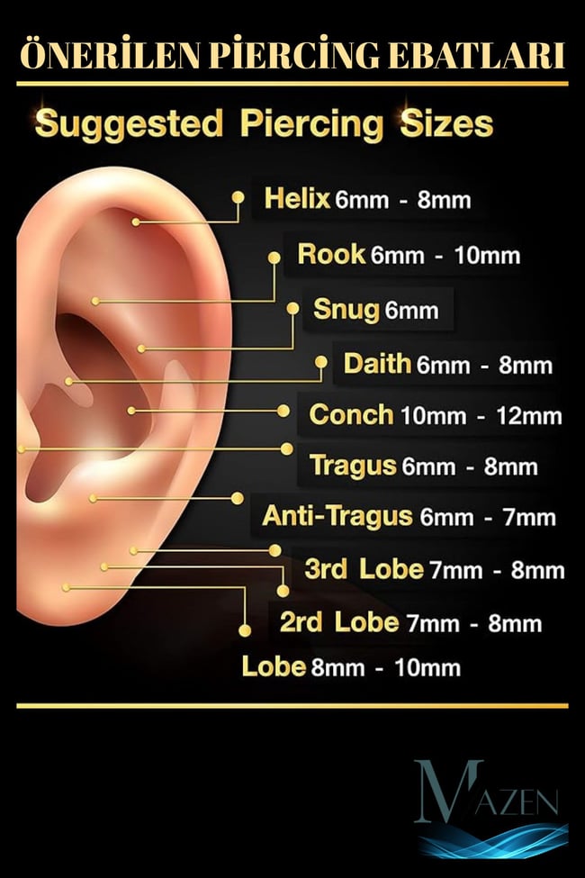 316l Çelik Tragus Piercing | Kararmaz Yarım Halka Nal Model | Kıkırdak Uyumlu | 1 Adet