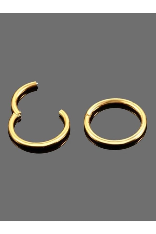 316l Cerrahi Çelik 1 Adet Klipsli 8 mm Tam Halka Piercing Kararmaz (1 MM İNCE BARLI) Gold