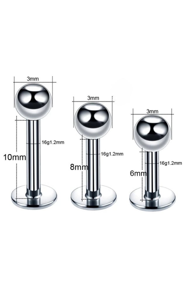 316l Cerrahi Çelik 4'lü Set Tek Top Tragus, Helix, Dudak Piercing 4 Farklı Renk