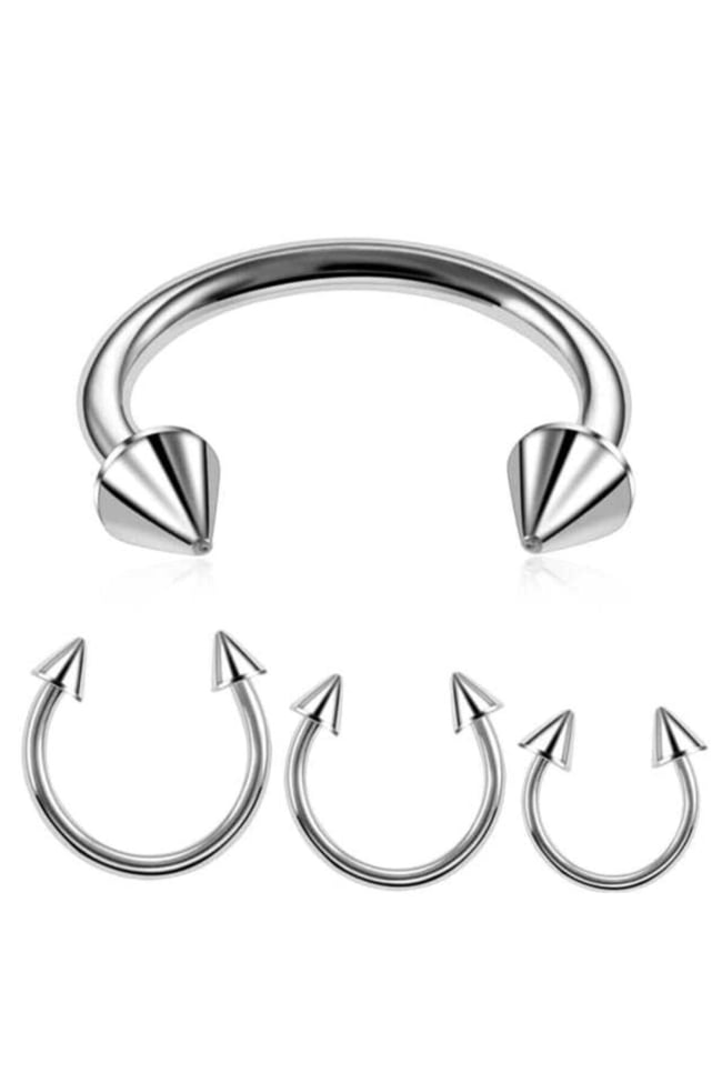 316l Kararmaz Çelik Tragus Kıkırdak Yarım Halka Sivri Nal Spike Piercing Gümüş Renk (MİNİK BOY)