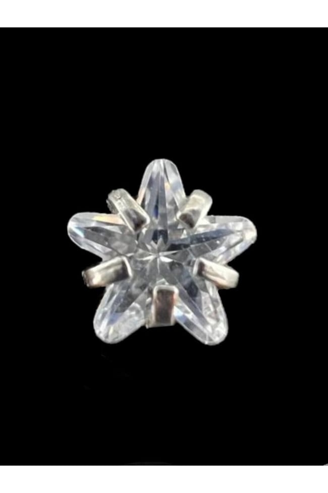 316l Paslanmaz Kararmaz Çelik Zirkon Taşlı 8mm bar Tragus Helix Kıkırdak Yıldız Model Piercing
