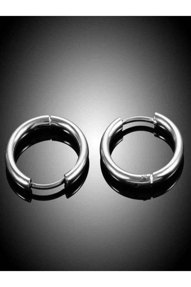 316l Paslanmaz Kararmaz Cerrahi Çelik 8mm Unisex Halka Küpe (GÜMÜŞ RENK)